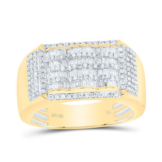 10K Yellow Gold 3/4Cttw Natural Diamond Nk Mens Ring