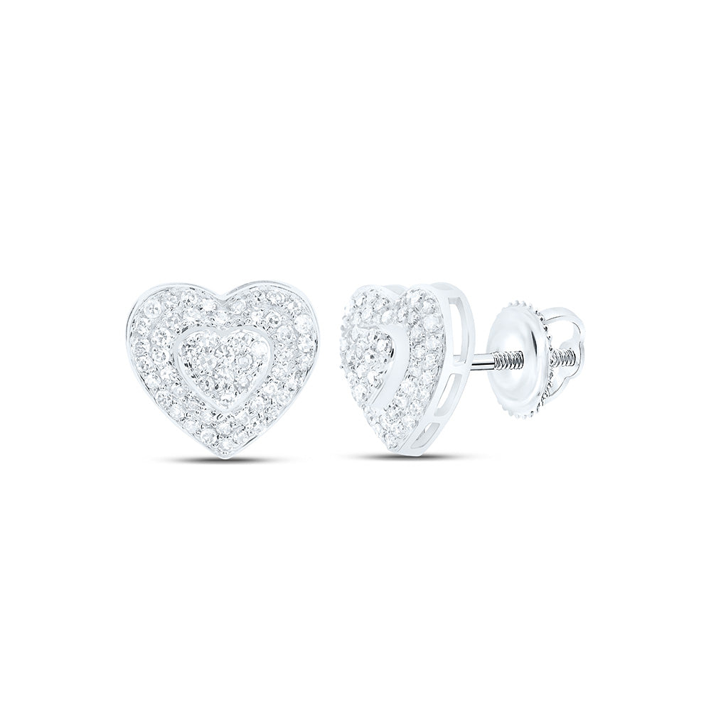 10K Yellow Or White Gold 1/3Cttw Natural Diamond Nk Fashion Heart Earring