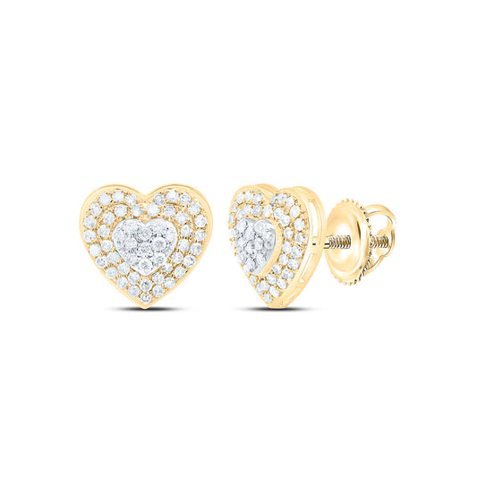 10K Yellow Or White Gold 1/2Cttw Natural Diamond Nk Fashion Heart Earring