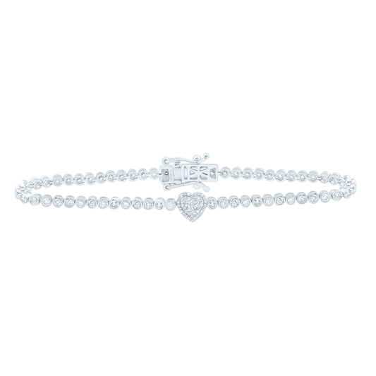 10K Yellow Or White Gold 1 5/8Cttw Natural Diamond Nk Fashion Tennis Heart Bracelet(7Inch)