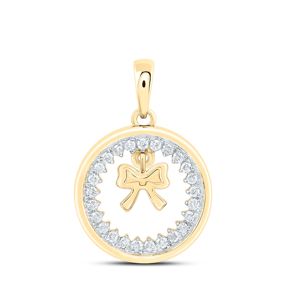 10K Yellow Or White Gold 1/5Cttw Natural Diamond Nk Fashion Bow Pendant