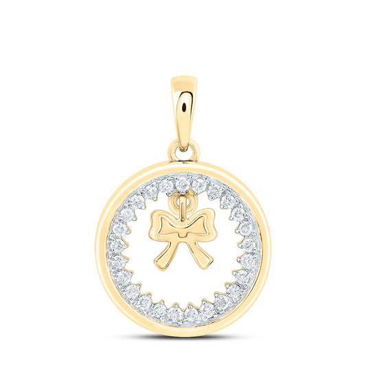 10K Yellow Or White Gold 1/5Cttw Natural Diamond Nk Fashion Bow Pendant