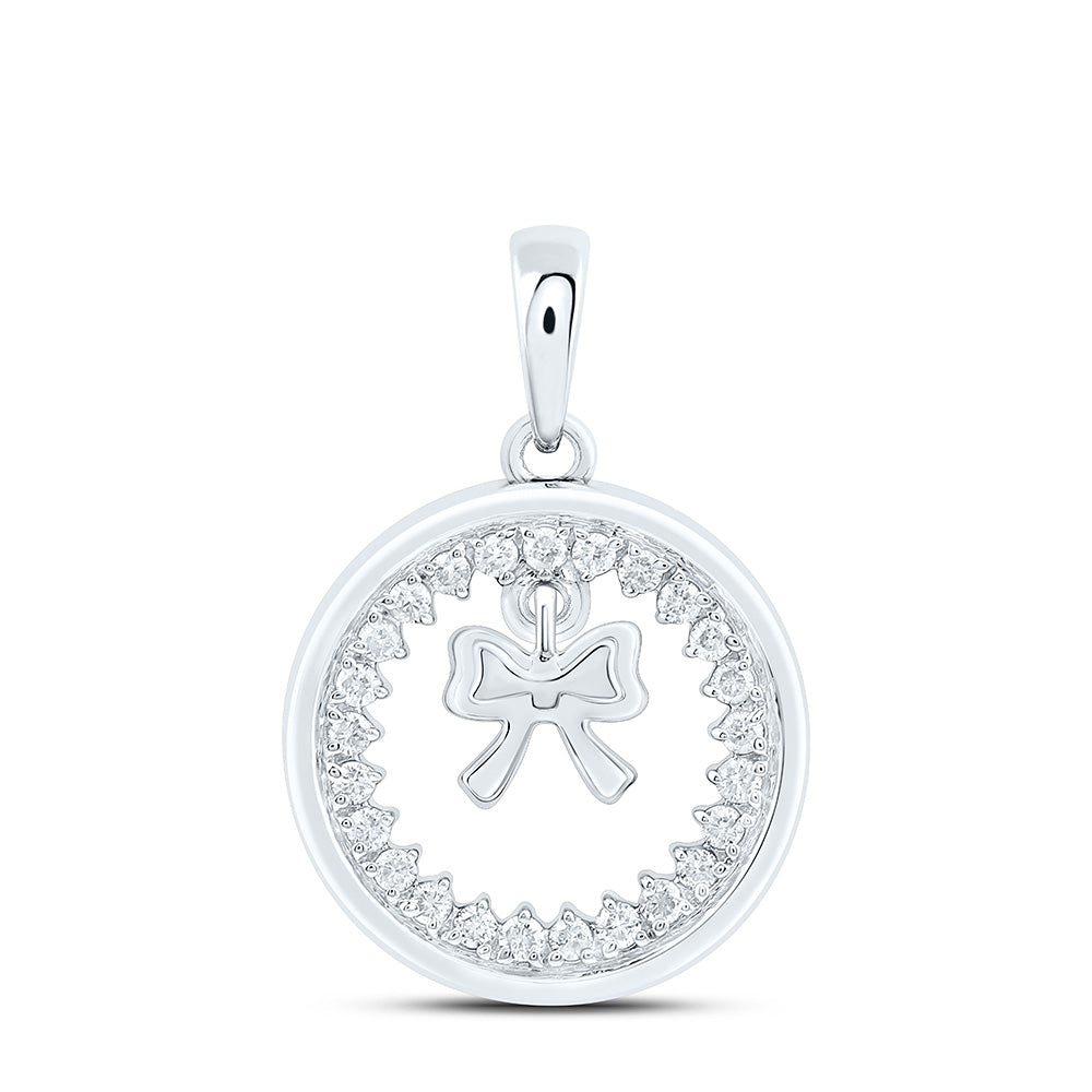 10K Yellow Or White Gold 1/5Cttw Natural Diamond Nk Fashion Bow Pendant