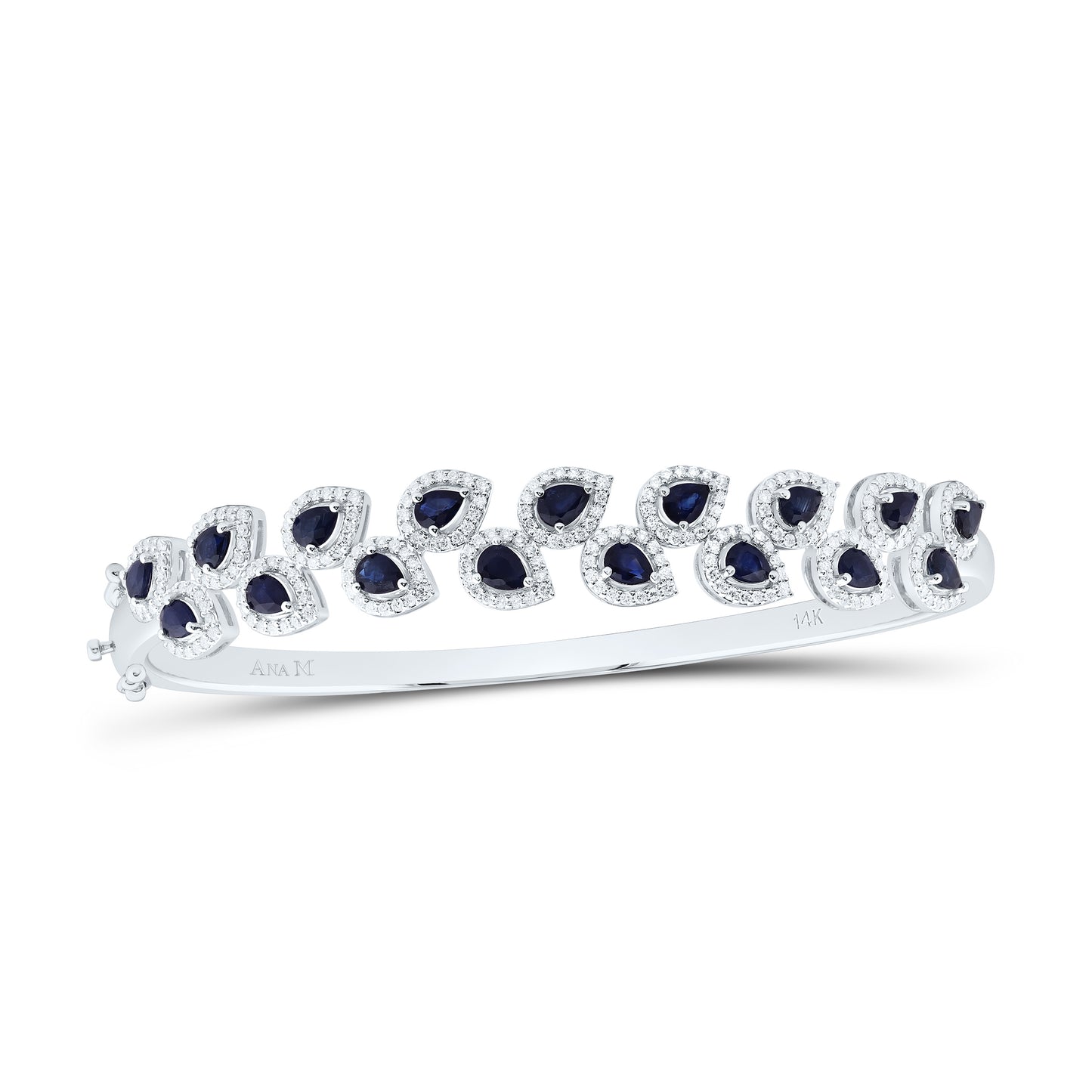 14K 1Cttw Natural Diamond Ana M 2 5/8Ctw Natural Gem Pear Bangle (65X55Mm)