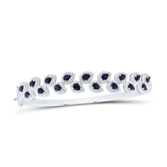 14K 1Cttw Natural Diamond Ana M 2 5/8Ctw Natural Gem Pear Bangle (65X55Mm)