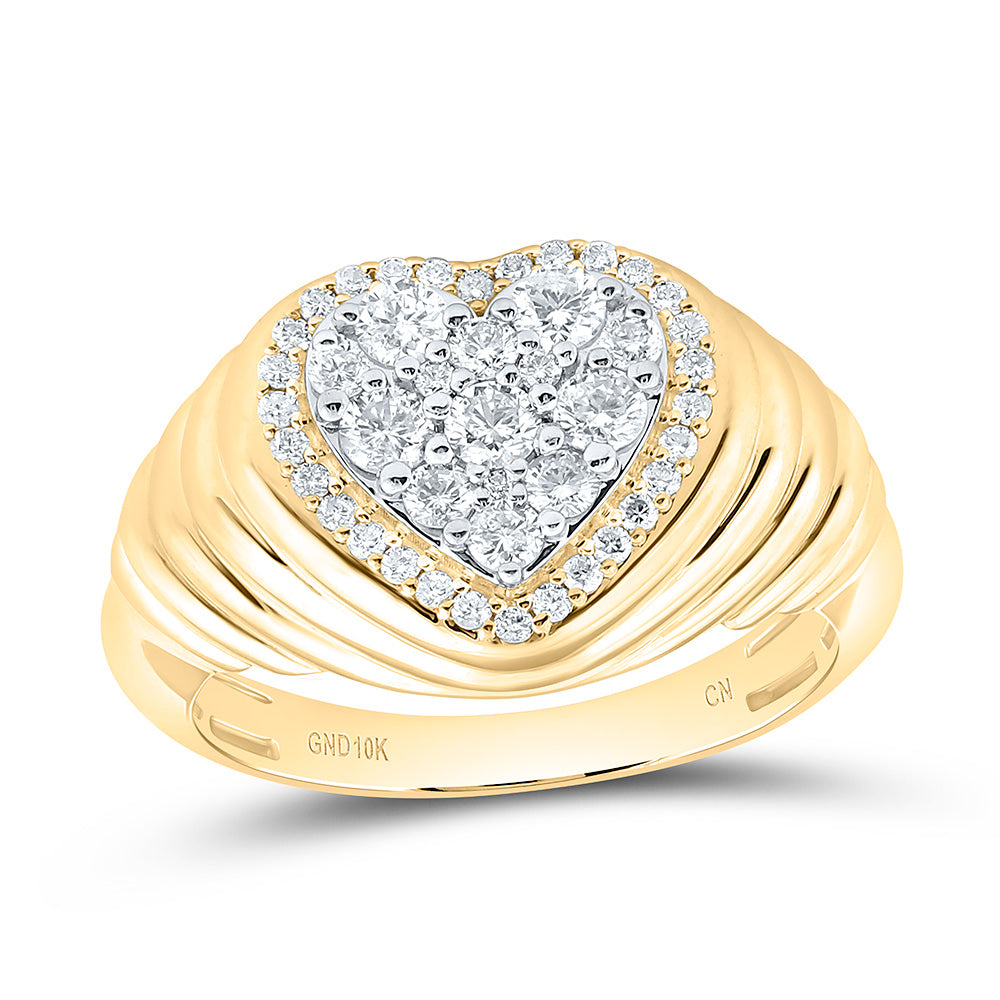 10K Yellow Gold 5/8Cttw Natural Diamond Cn Fashion Heart Ring