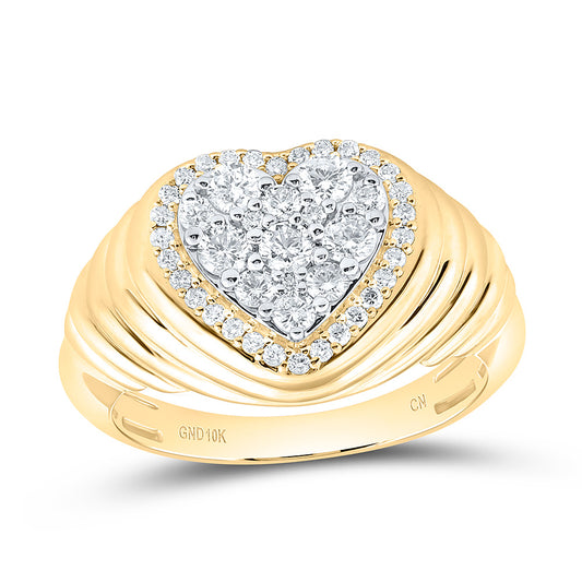 10K Yellow Gold 5/8Cttw Natural Diamond Cn Fashion Heart Ring