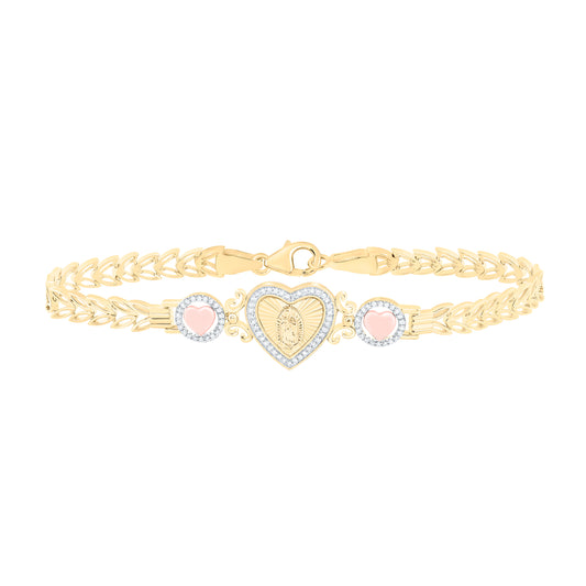 10K Yellow & Rose Gold 1/3Cttw Natural Diamond Nk Fashion Heart Bracelet (7 Inch)