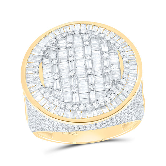 10K Yellow Gold 3 Cttw Natural Diamond Nk Round Mens Ring