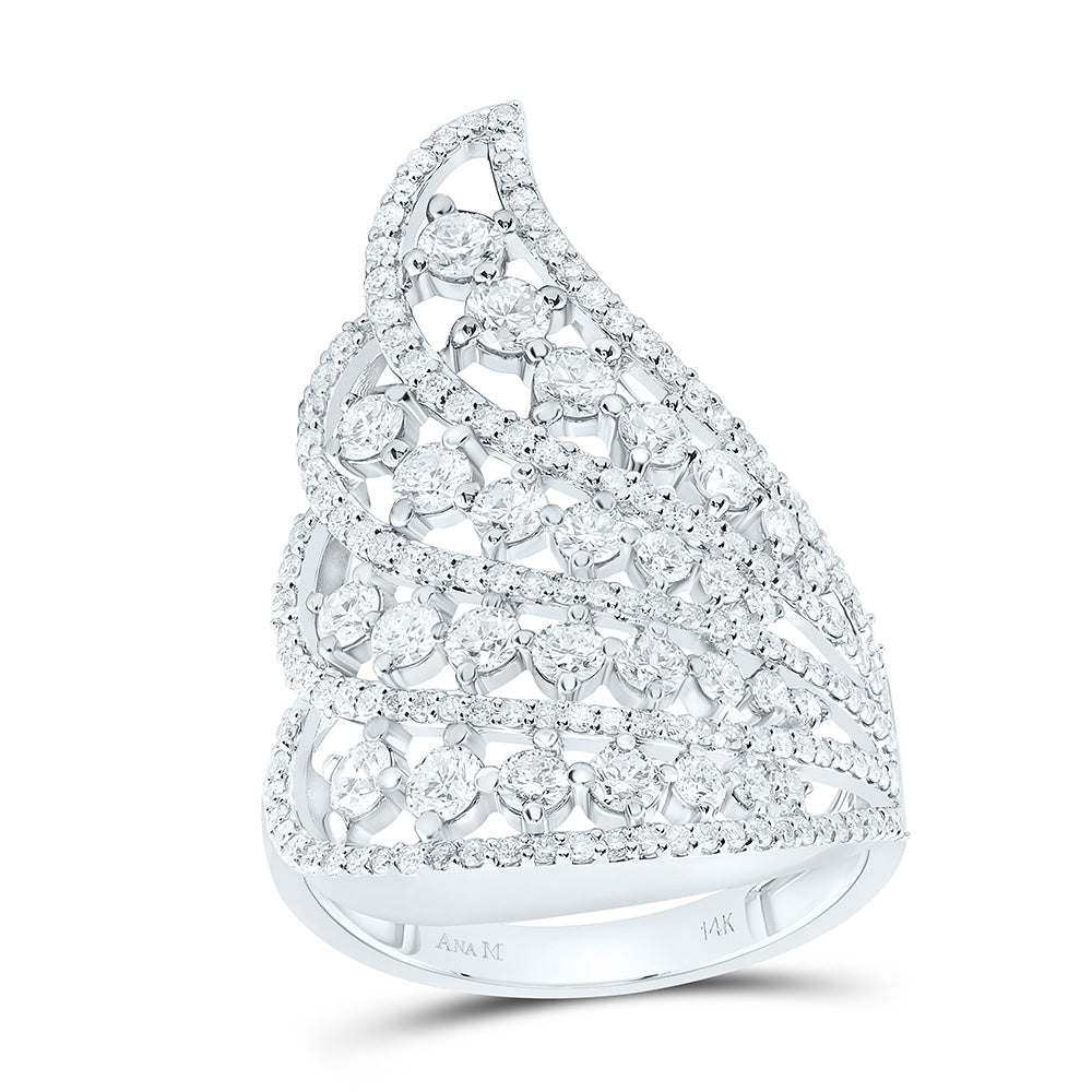 14K White Gold 1 3/4Cttw Natural Diamond Ana M Fashion Ring