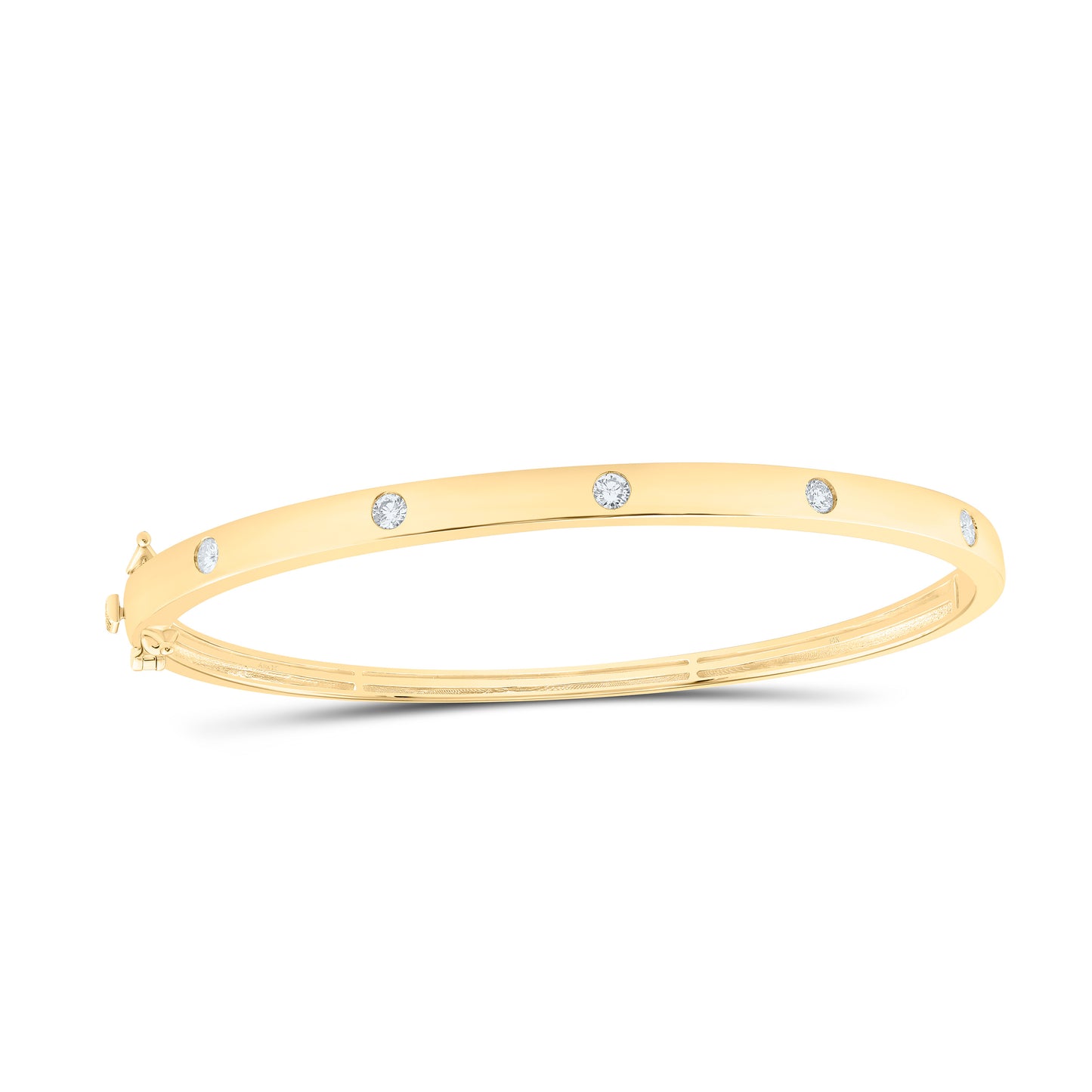 14K Yellow Gold 3/8Ctw Natural Diamond Ana M Fashion Bangle (65X55Mm)