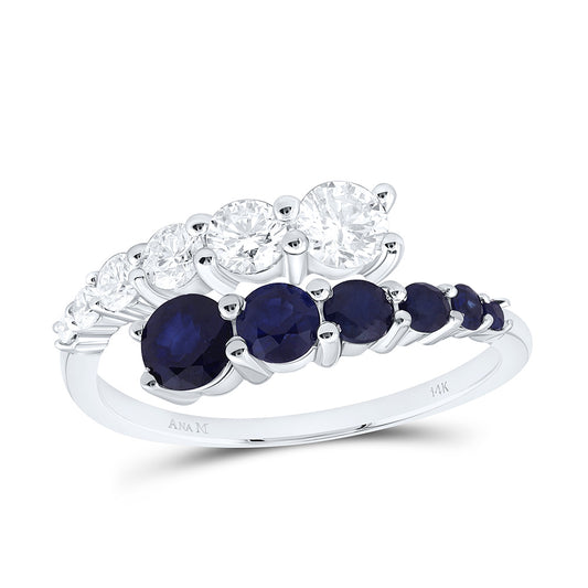 14K Yellow Or White Gold 5/8Cttw Natural Diamond Ana M 7/8Ct Round Natural Gem Ring