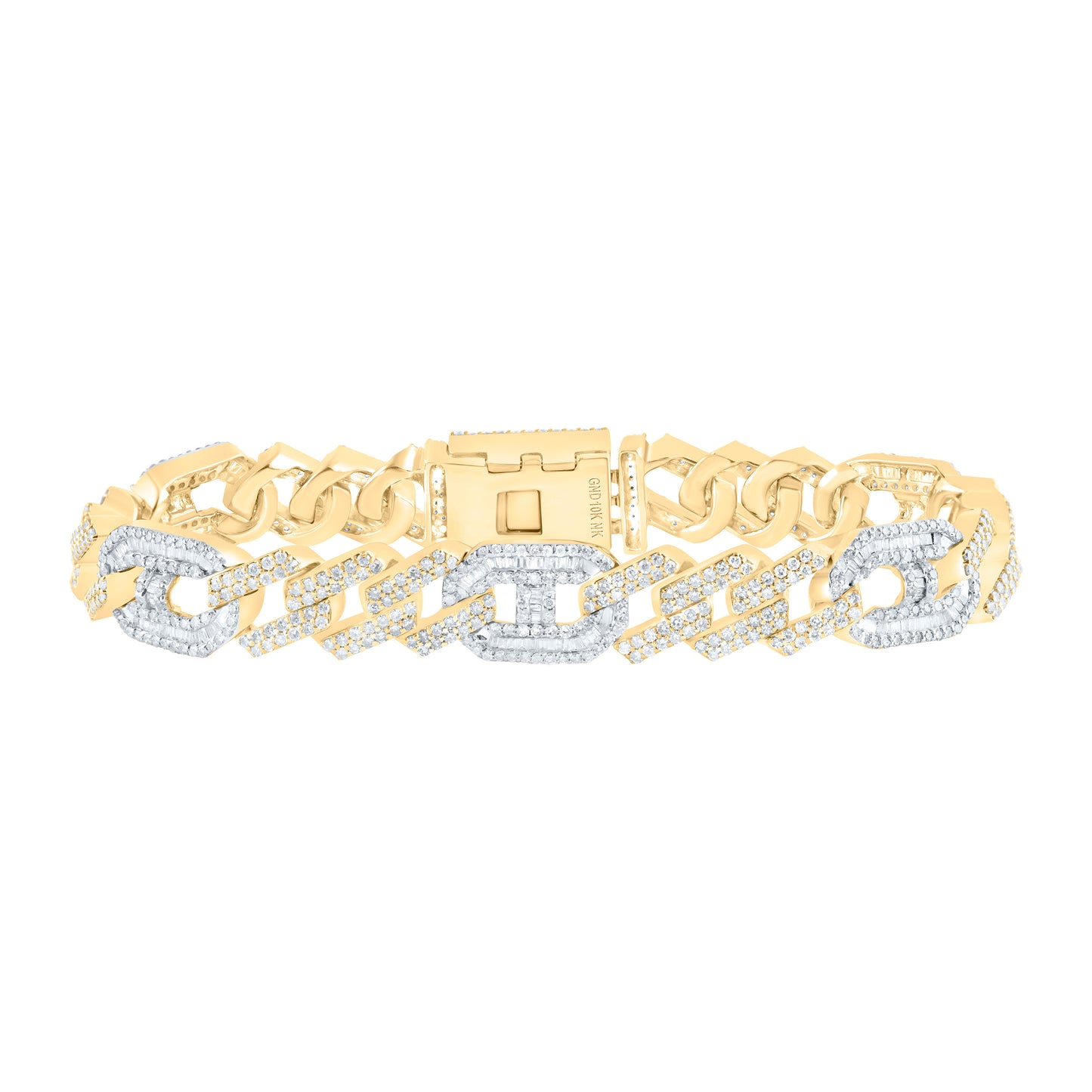 10K Yellow Gold 6 1/3Ctw Natural Diamond Cuban Mens Bracelet (8 Inch)