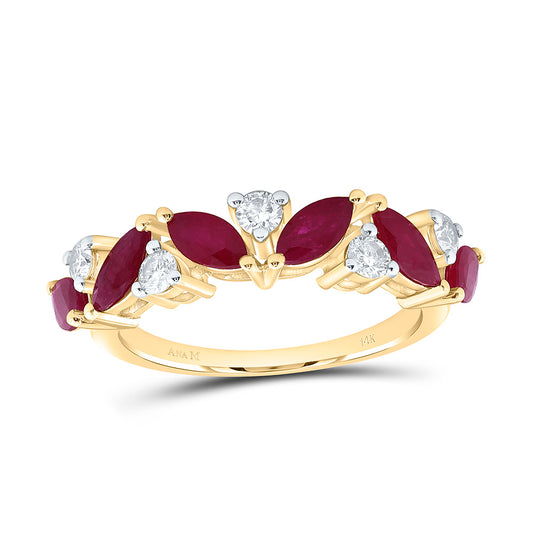 14K Yellow Or White Gold 1/3Cttw Natural Diamond Ana M Marquise Natural Gem Ring
