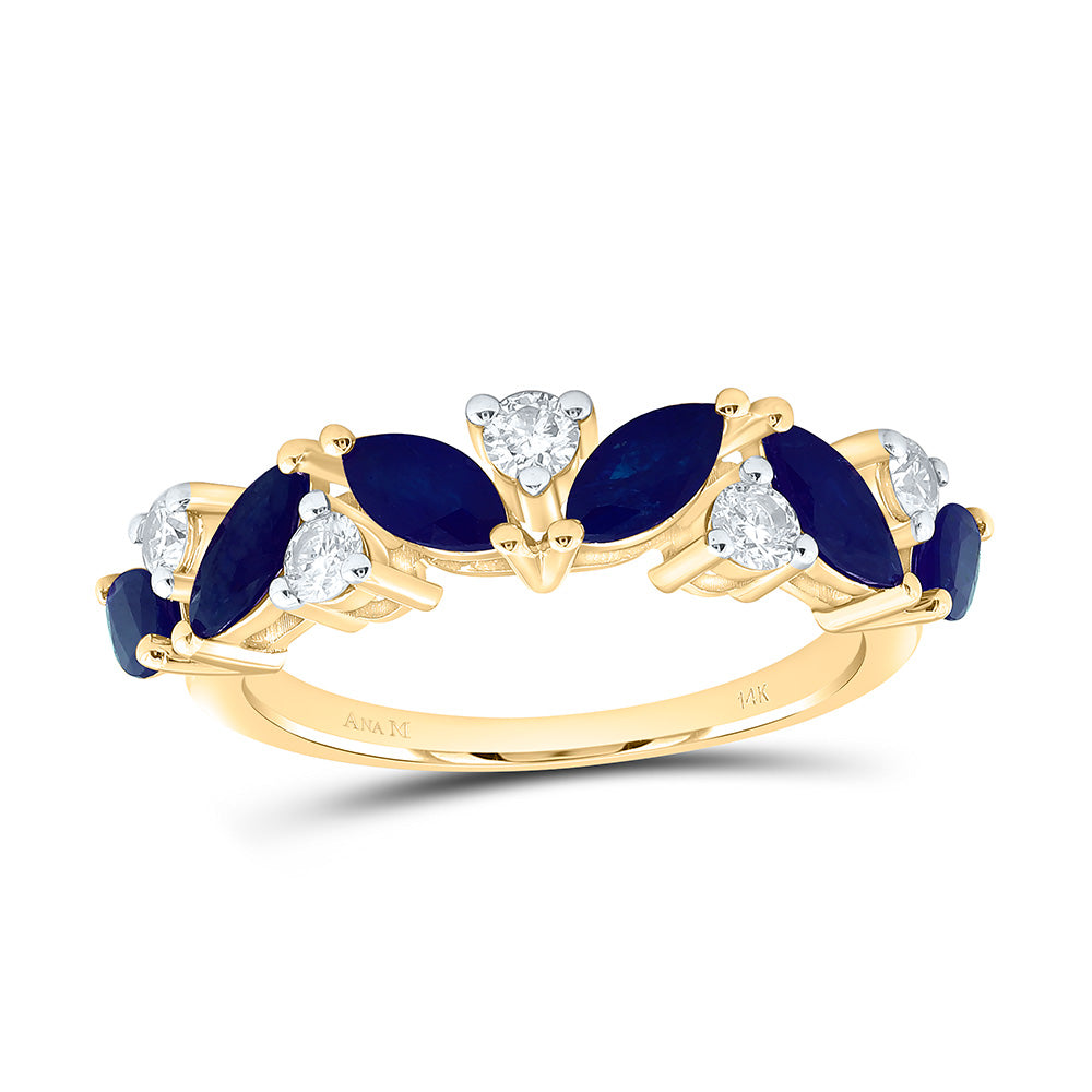 14K Yellow Or White Gold 1/3Cttw Natural Diamond Ana M Marquise Natural Gem Ring