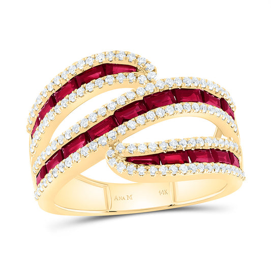 14K Yellow Or White Gold 1/2Cttw Natural Diamond Ana M Baguette Natural Gem Ring