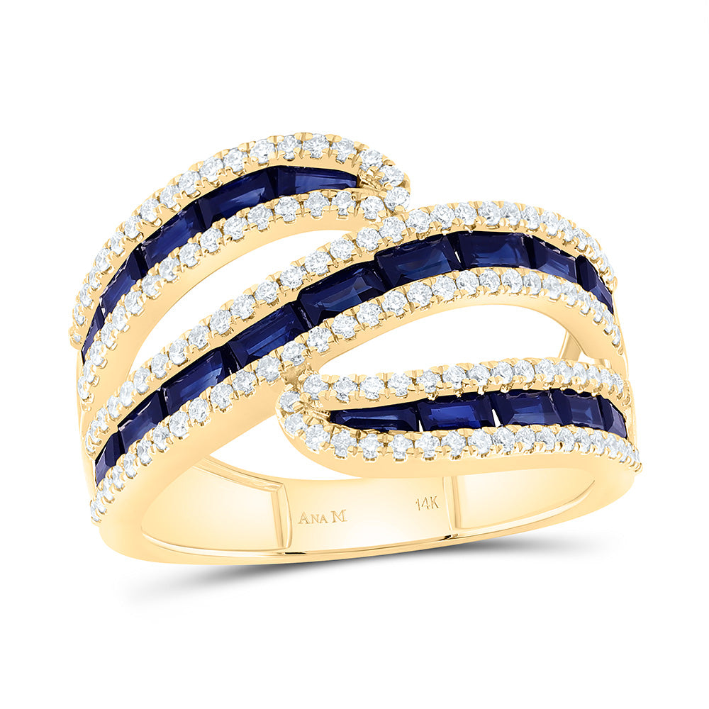 14K Yellow Or White Gold 1/2Cttw Natural Diamond Ana M Baguette Natural Gem Ring
