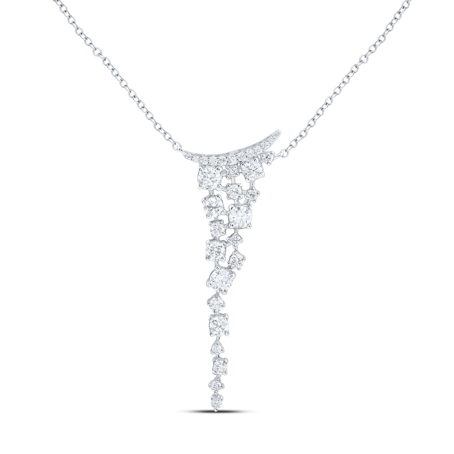 14K Yellow Or White Gold 7/8Cttw Natural Diamond Ana M Fashion Necklace (18 Inch)