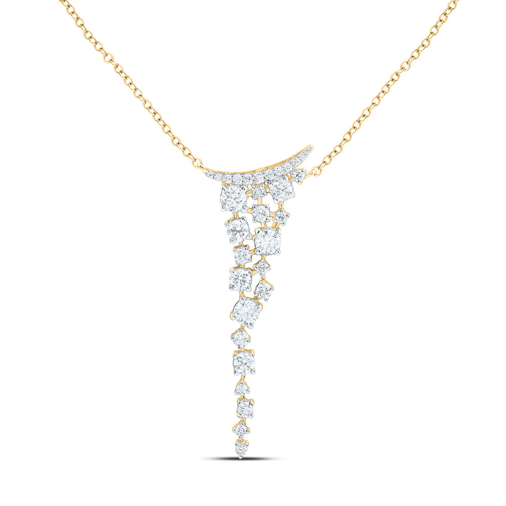 14K Yellow Or White Gold 7/8Cttw Natural Diamond Ana M Fashion Necklace (18 Inch)