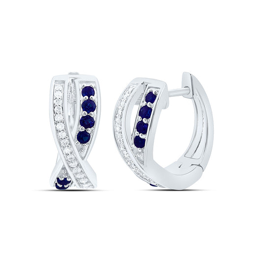 14K Yellow Or White Gold 1/8Cttw Natural Diamond Ana M 1/5Ct Round Natural Gem Hoop Earring