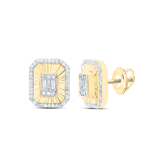 14K Yellow Gold 1/4 Cttw Natural Diamond Cn Fashion Emerald Earring