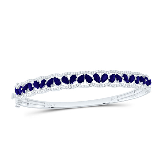 14K Yellow Or White Gold Natural Diamond Ana M Pear Natural Gem Bangle (65X55Mm)