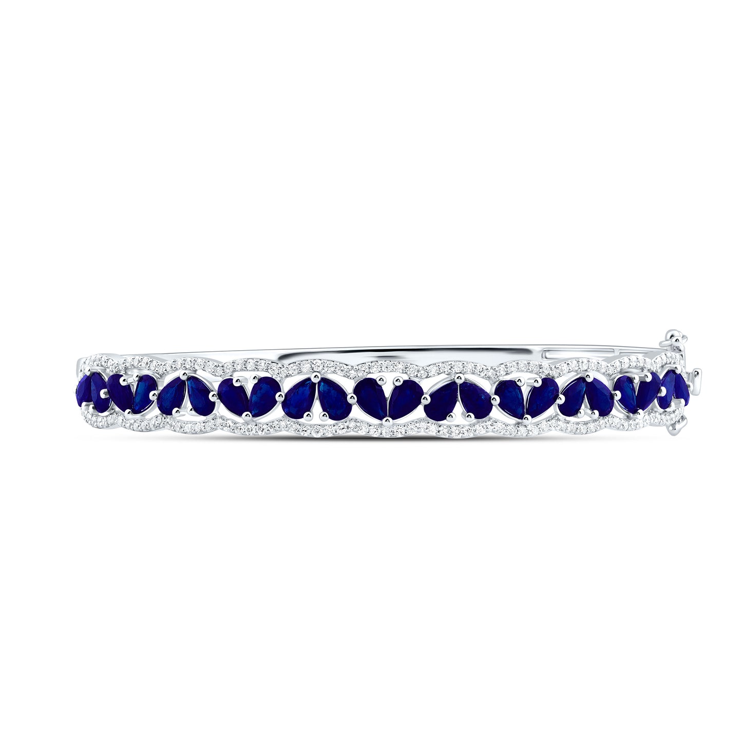 14K Yellow Or White Gold Natural Diamond Ana M Pear Natural Gem Bangle (65X55Mm)