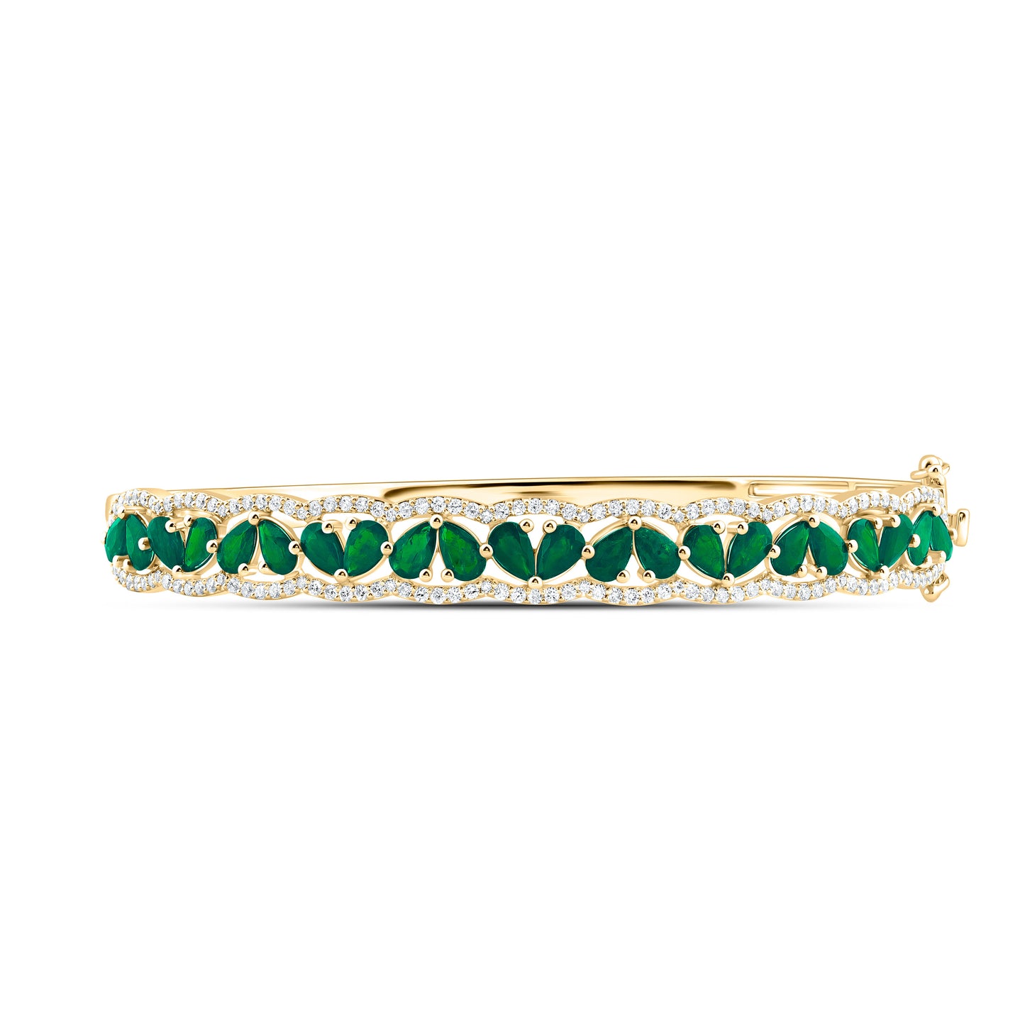 14K Yellow Or White Gold Natural Diamond Ana M Pear Natural Gem Bangle (65X55Mm)