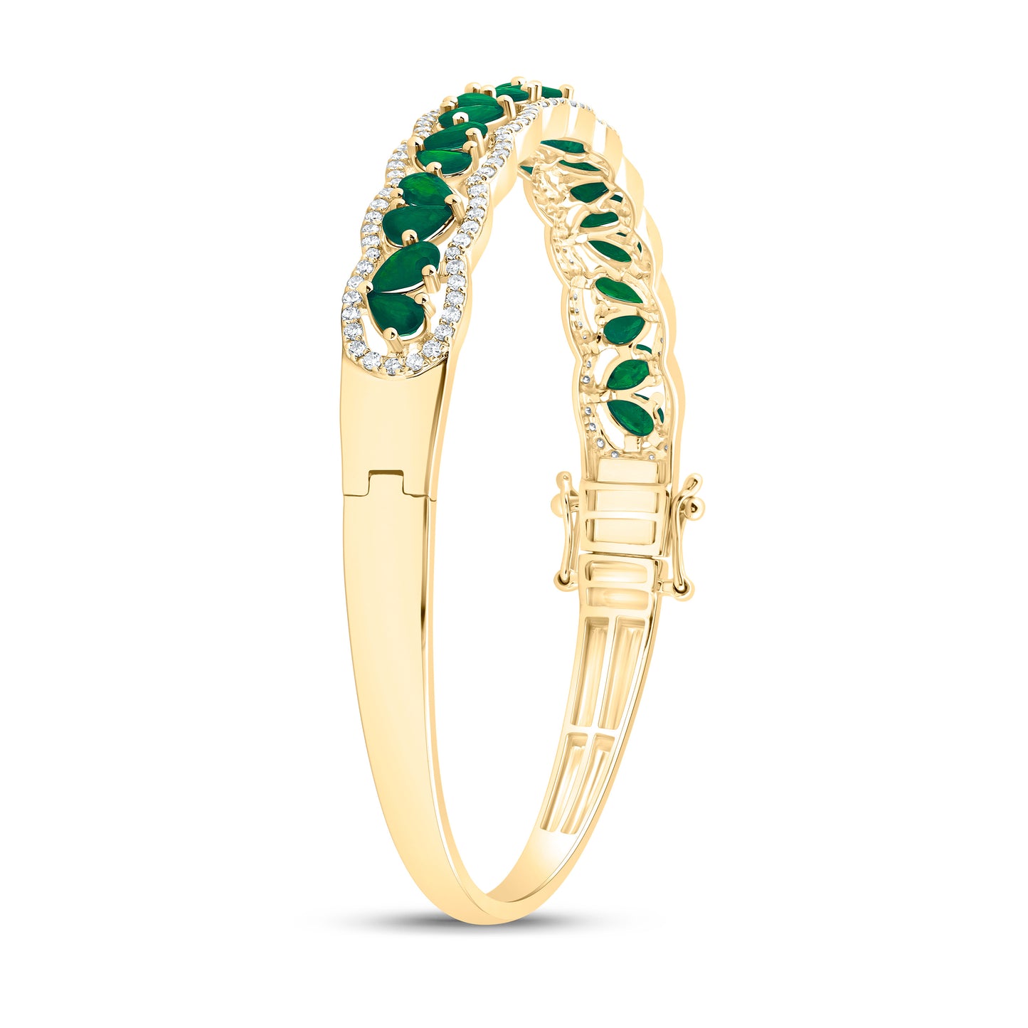 14K Yellow Or White Gold Natural Diamond Ana M Pear Natural Gem Bangle (65X55Mm)