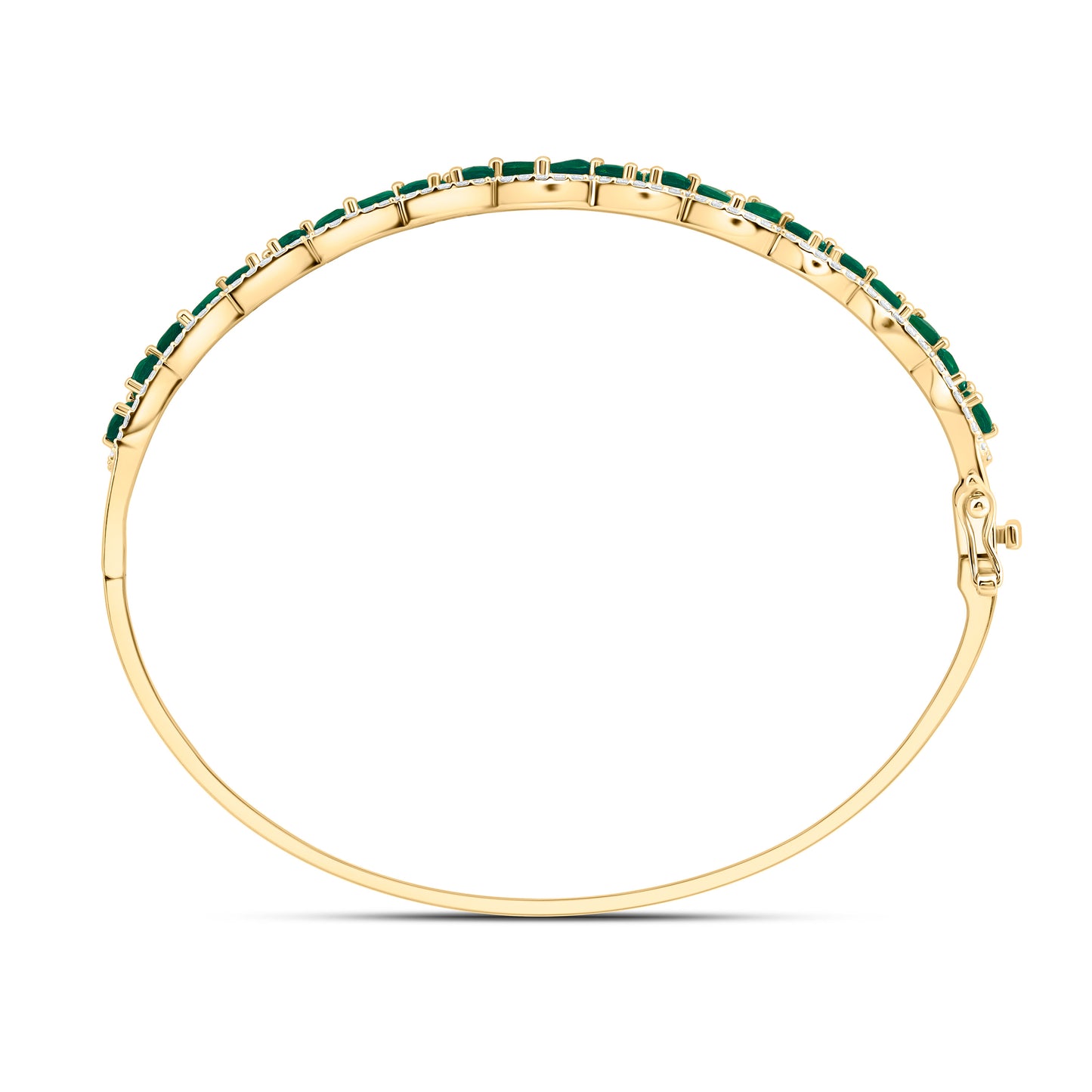 14K Yellow Or White Gold Natural Diamond Ana M Pear Natural Gem Bangle (65X55Mm)