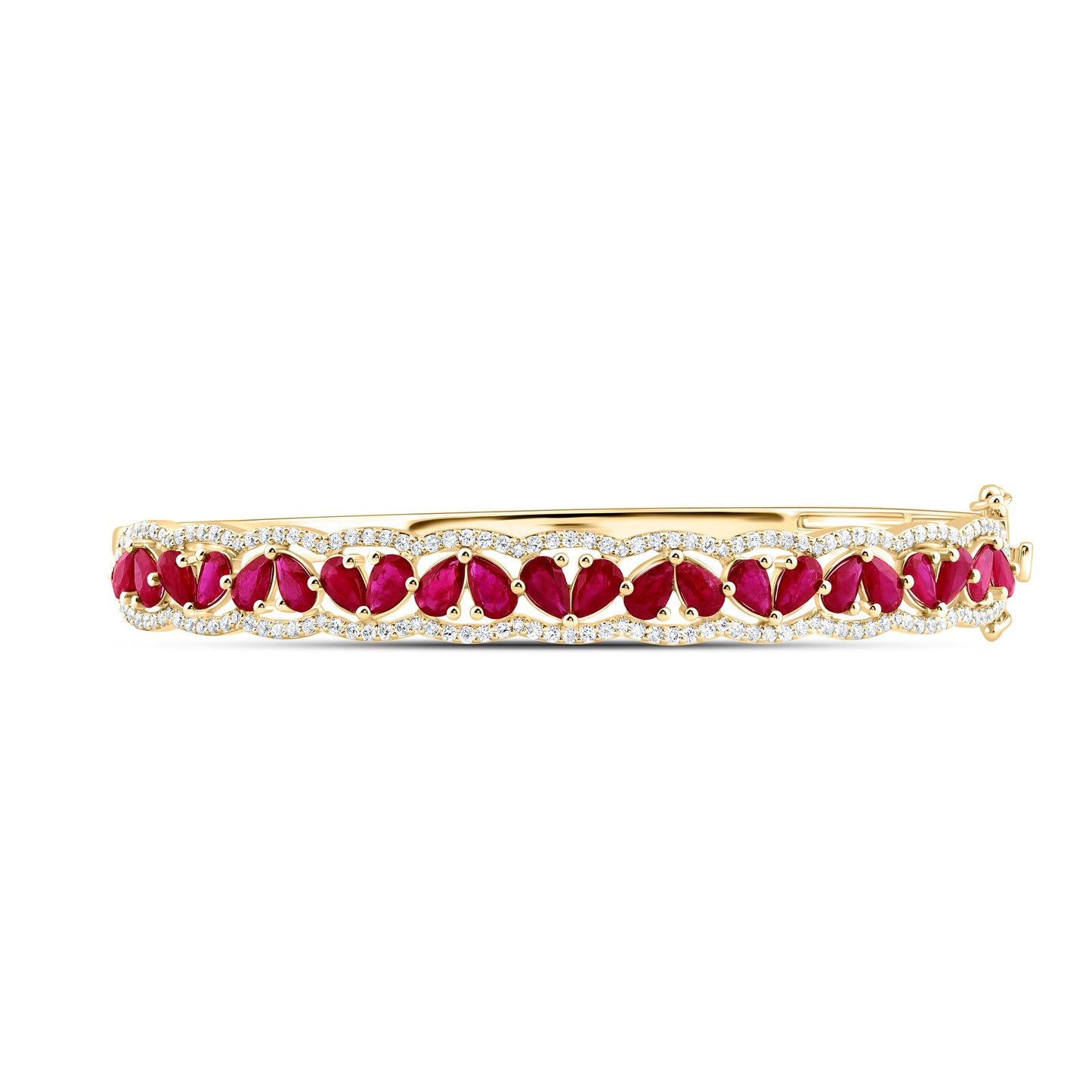 14K Yellow Or White Gold Natural Diamond Ana M Pear Natural Gem Bangle (65X55Mm)
