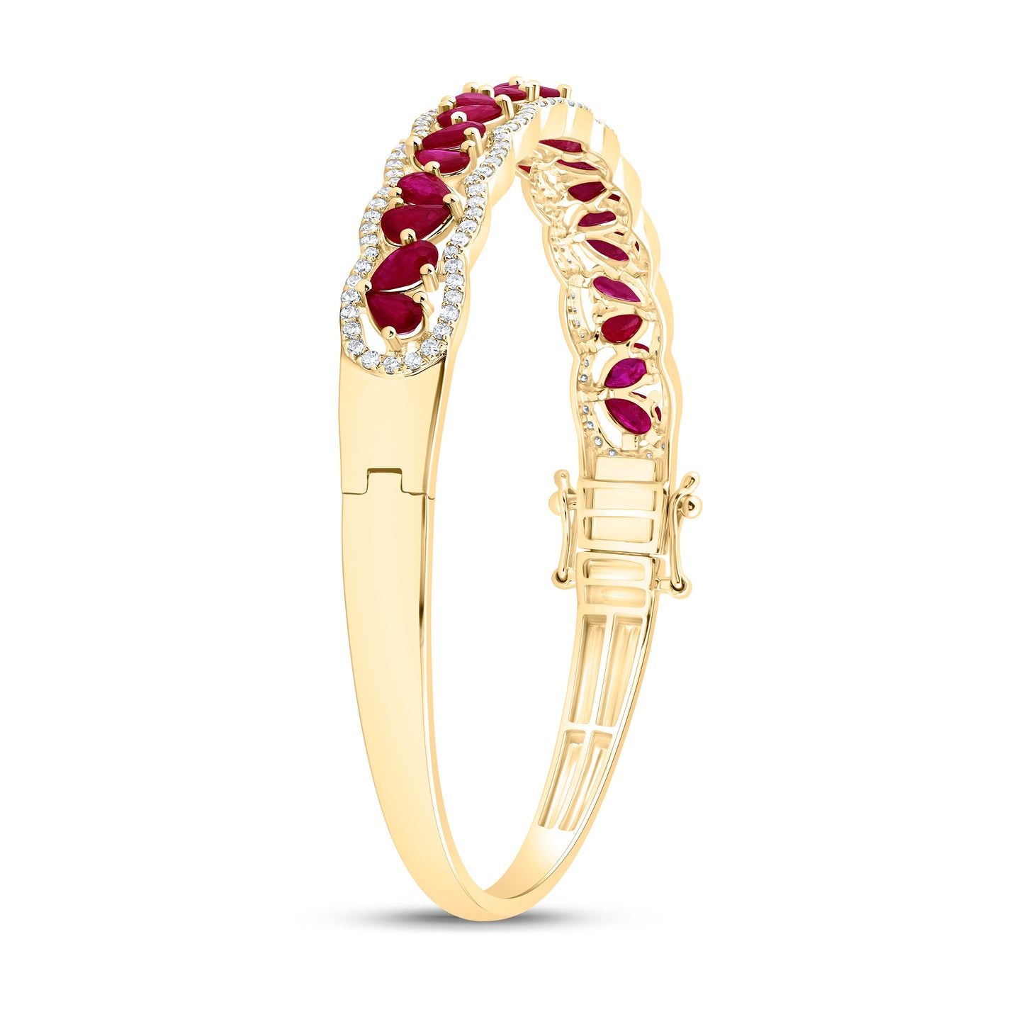 14K Yellow Or White Gold Natural Diamond Ana M Pear Natural Gem Bangle (65X55Mm)