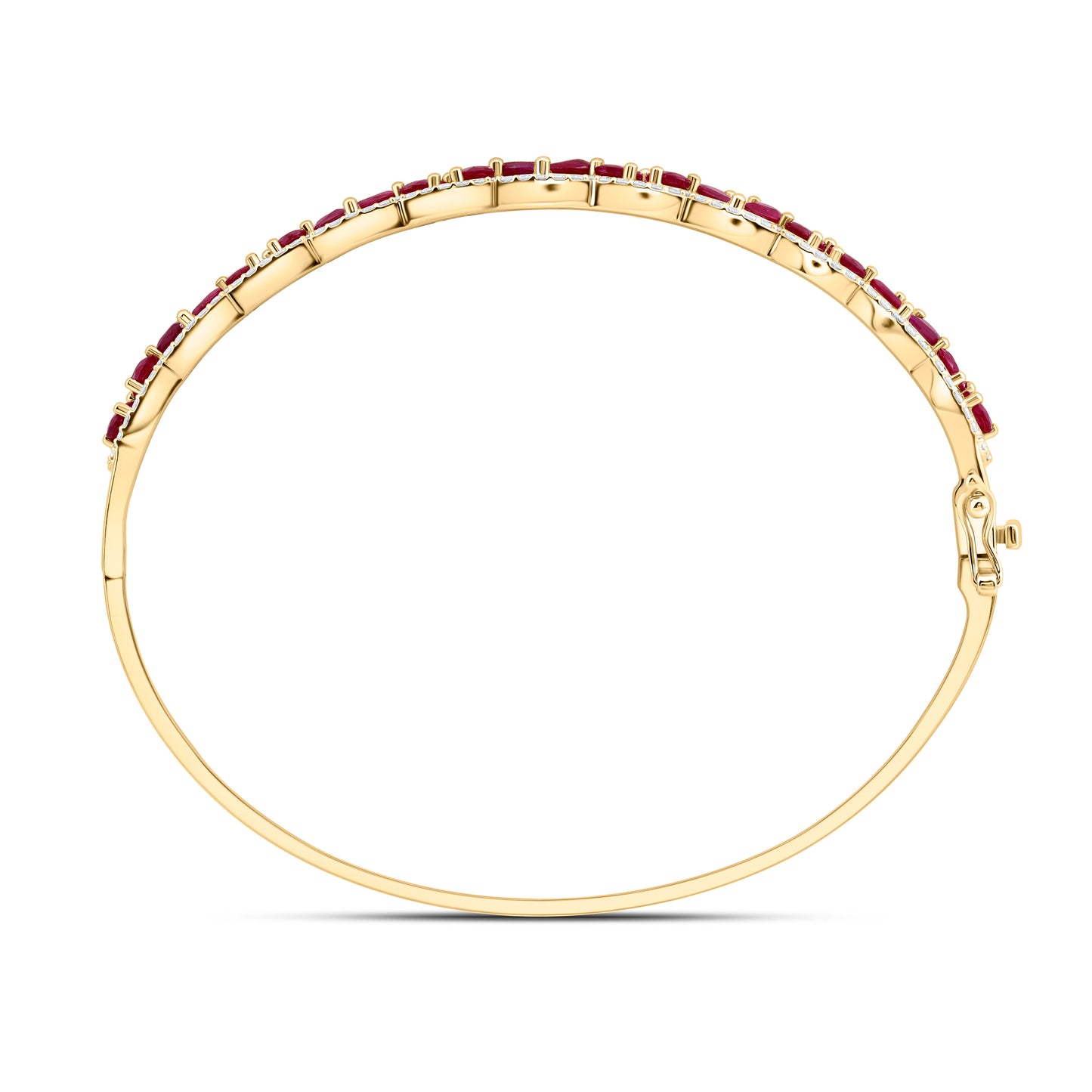 14K Yellow Or White Gold Natural Diamond Ana M Pear Natural Gem Bangle (65X55Mm)