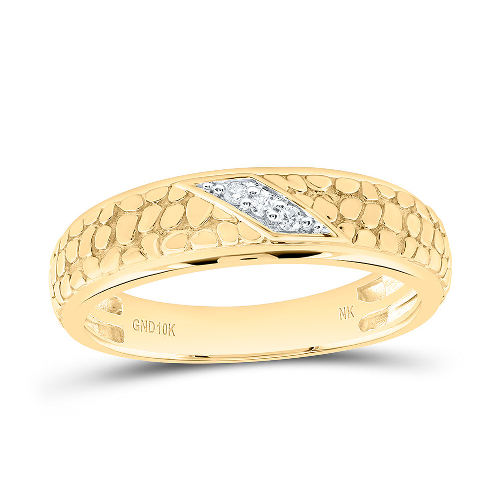 10K Yellow Gold 1/20Cttw Natural Diamond Nk Nugget Mens Band