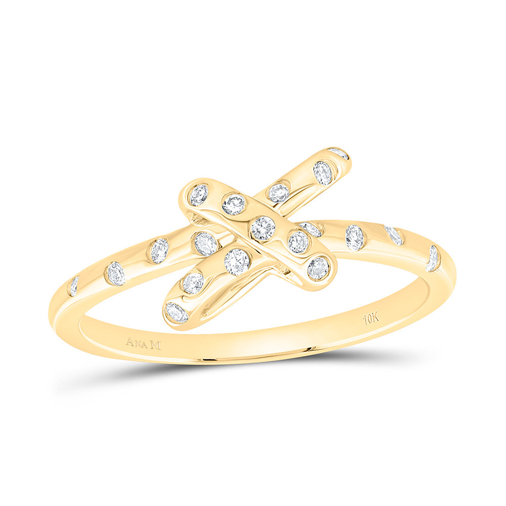 10K Yellow Gold 1/8 Cttw Natural Diamond Ana M Fashion Bridal Anniversary Wedding Engagement Band Ring
