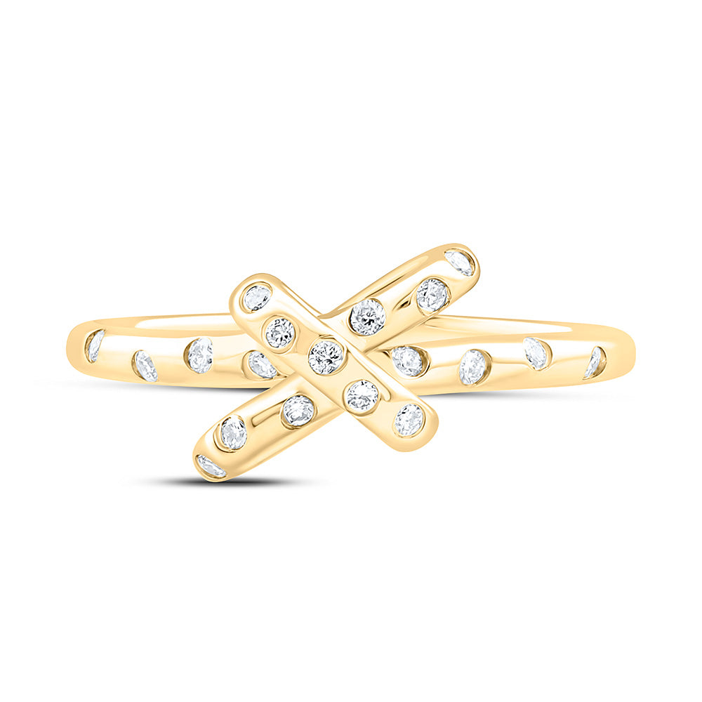 10K Yellow Gold 1/8 Cttw Natural Diamond Ana M Fashion Bridal Anniversary Wedding Engagement Band Ring