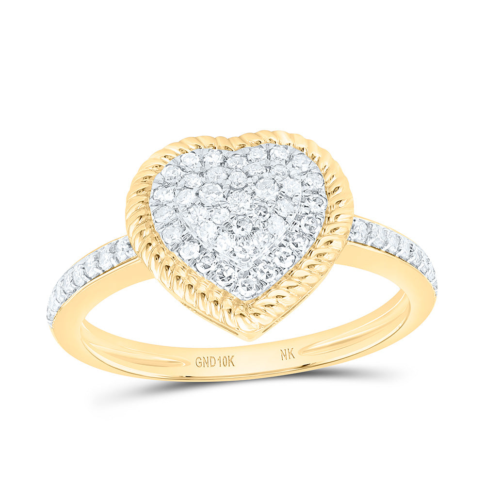 10K Yellow Gold 1/3Cttw Natural Diamond Nk Fashion Heart Ring