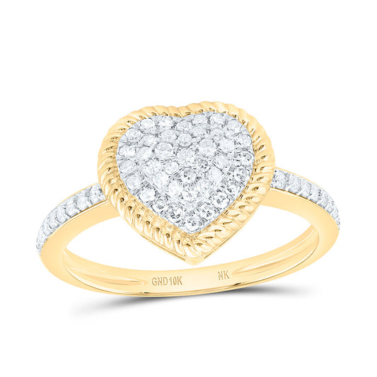 10K Yellow Gold 1/3Cttw Natural Diamond Nk Fashion Heart Ring