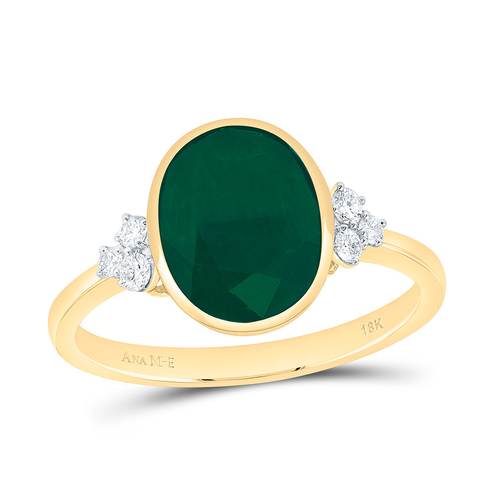 18K 1/8Cttw Natural Diamond Ana M Elite 10X8Mm Oval Natural Gem Oval Ring
