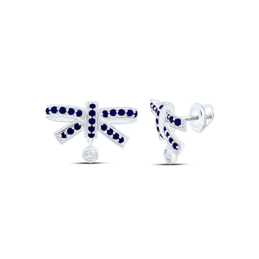 14K Yellow Or White Gold 1/20Cttw Natural Diamond Ana M Round Natural Gem Bow Earring