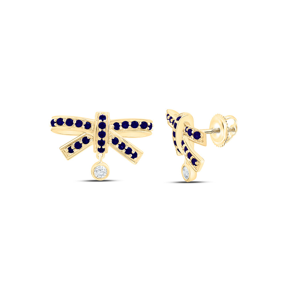 14K Yellow Or White Gold 1/20Cttw Natural Diamond Ana M Round Natural Gem Bow Earring