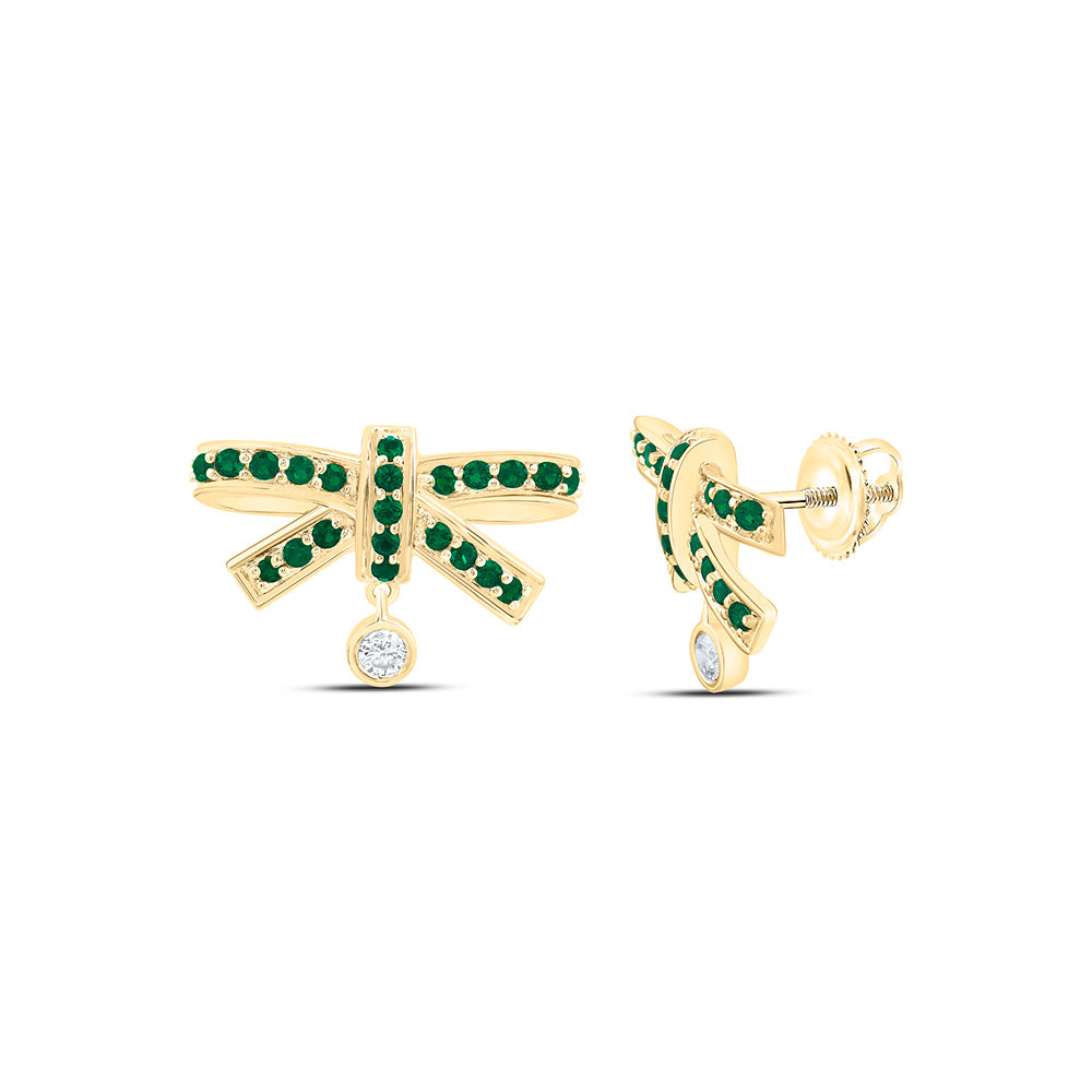 14K Yellow Or White Gold 1/20Cttw Natural Diamond Ana M Round Natural Gem Bow Earring