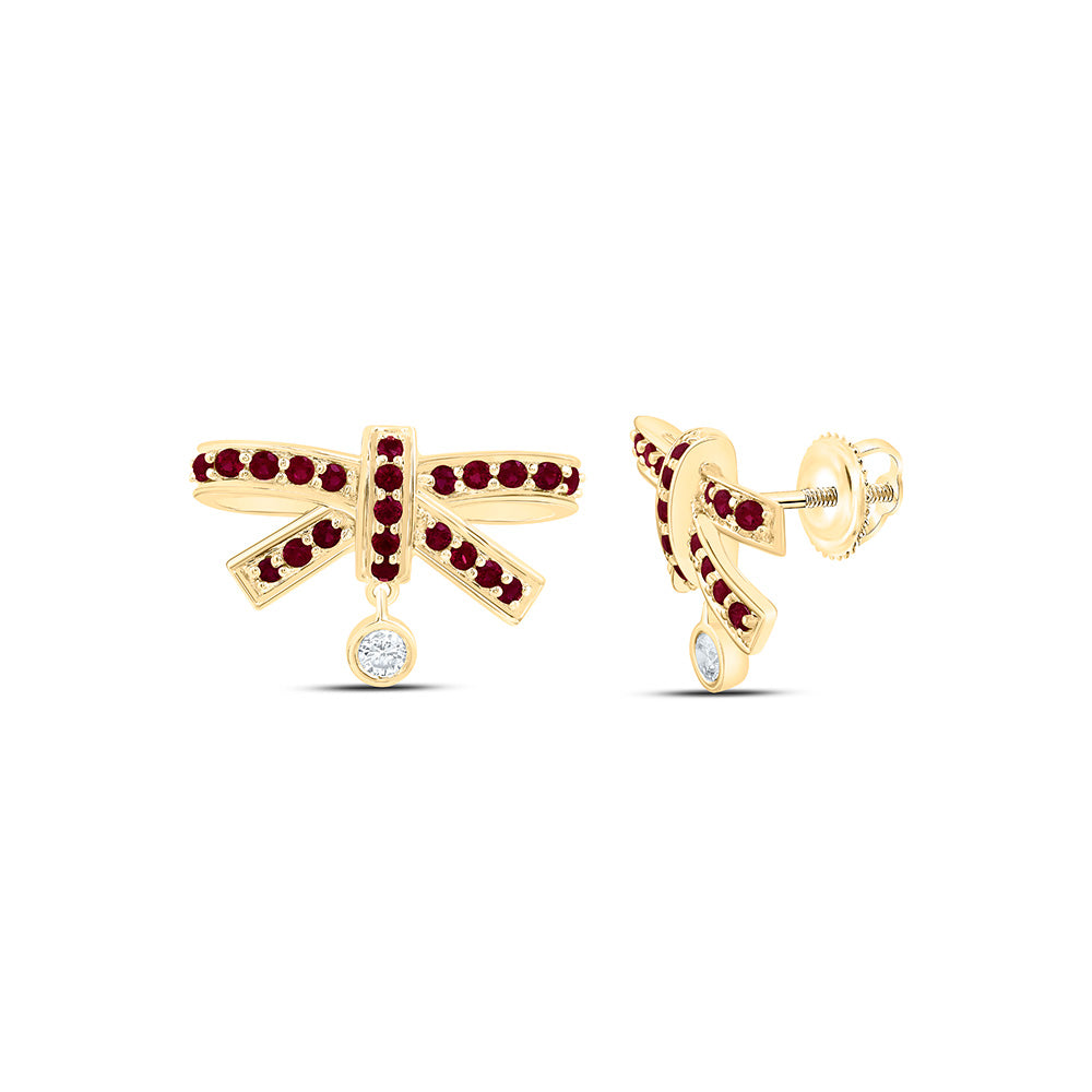 14K Yellow Or White Gold 1/20Cttw Natural Diamond Ana M Round Natural Gem Bow Earring