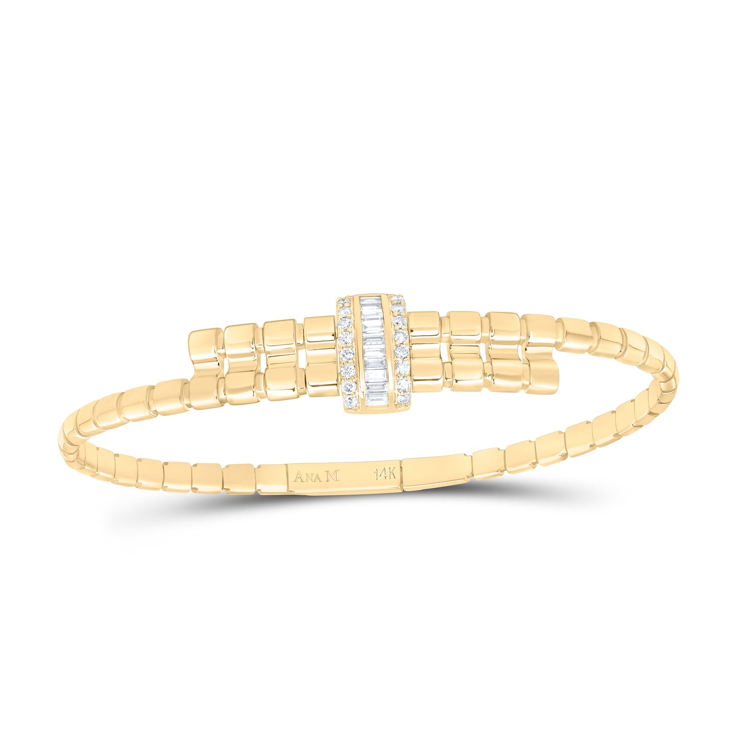 14K Yellow Gold 1/2Cttw Natural Diamond Ana M Fashion Bangle (65X55Mm)