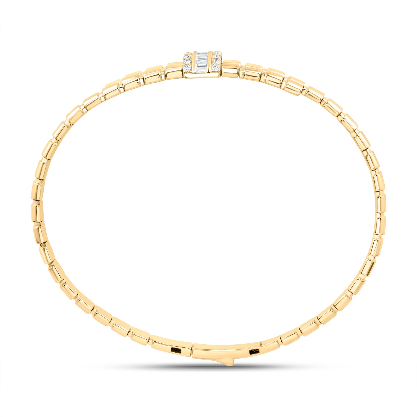 14K Yellow Gold 1/2Cttw Natural Diamond Ana M Fashion Bangle (65X55Mm)