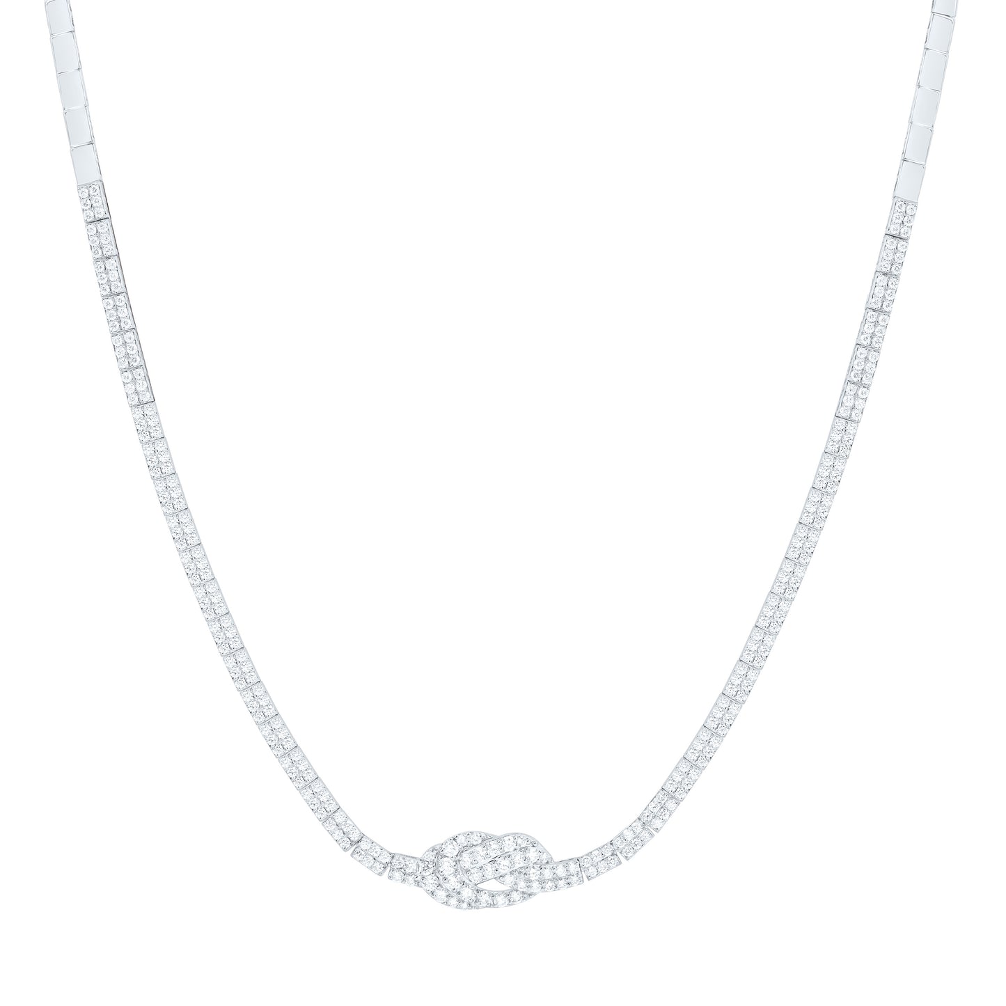 14K White Gold 3 3/4 Cttw Natural Diamond Ana M Fashion Necklace (17 Inch)