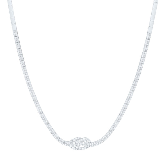14K White Gold 3 3/4 Cttw Natural Diamond Ana M Fashion Necklace (17 Inch)