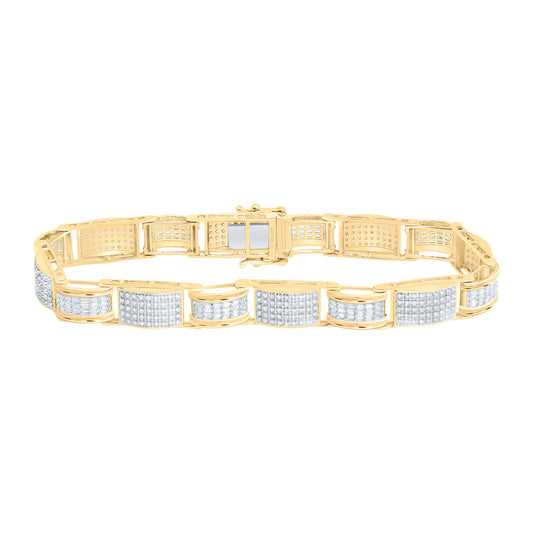10K Yellow Gold 1 3/4 Cttw Natural Diamond Nk Mens Bracelet (8 Inch)