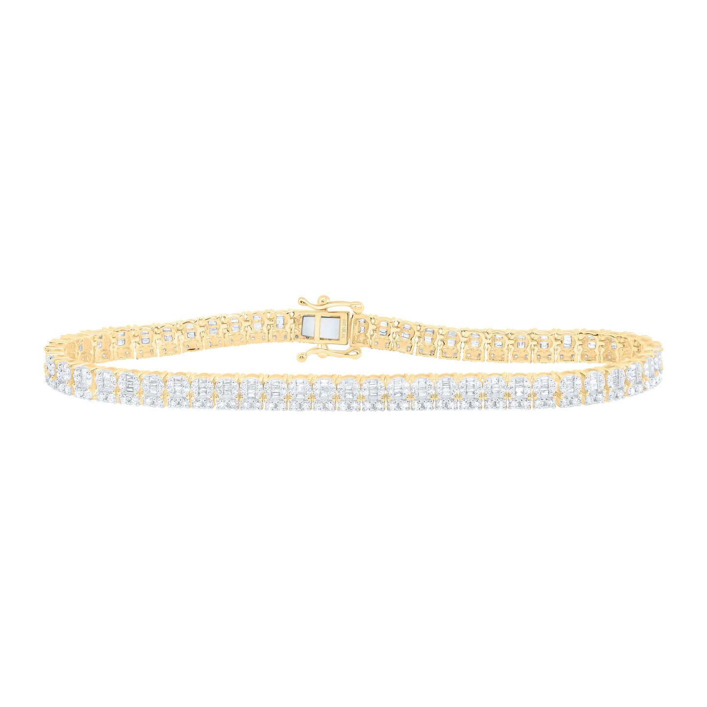 10K Yellow Gold 2 7/8 Cttw Natural Diamond Nk Mens Bracelet (8 Inch)