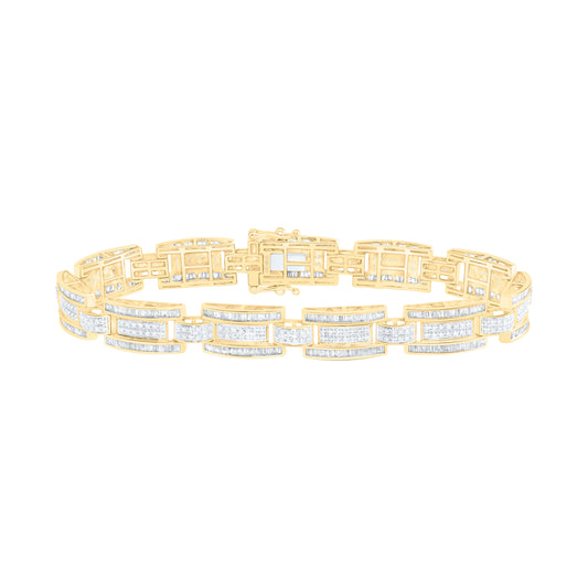 10K Yellow Gold 3 Cttw Natural Diamond Nk Mens Bracelet (8 Inch)